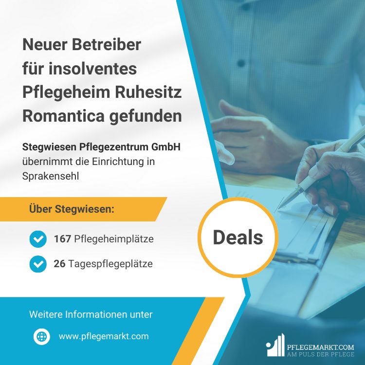 Veröffentlichung bei pflegemarkt.com am 06.06.2024 Pflegeheim Ruhesitz Romantica erfolgreich stabilisiert und neuer Betreiber gefunden